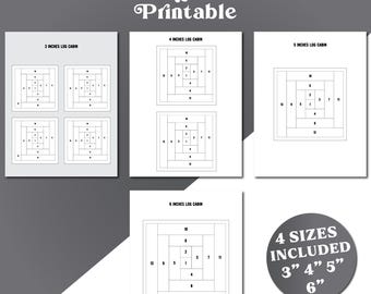 Log Cabin Quilt Block, Foundation Paper Piecing Pattern Template, Quilt Block, Multiple Sizes Pattern Small and Mini, 3-inch to 6-inch, PDF