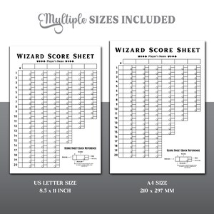Wizard Score Sheet, Wizard Card Game Score Sheet, Printable Wizard ...