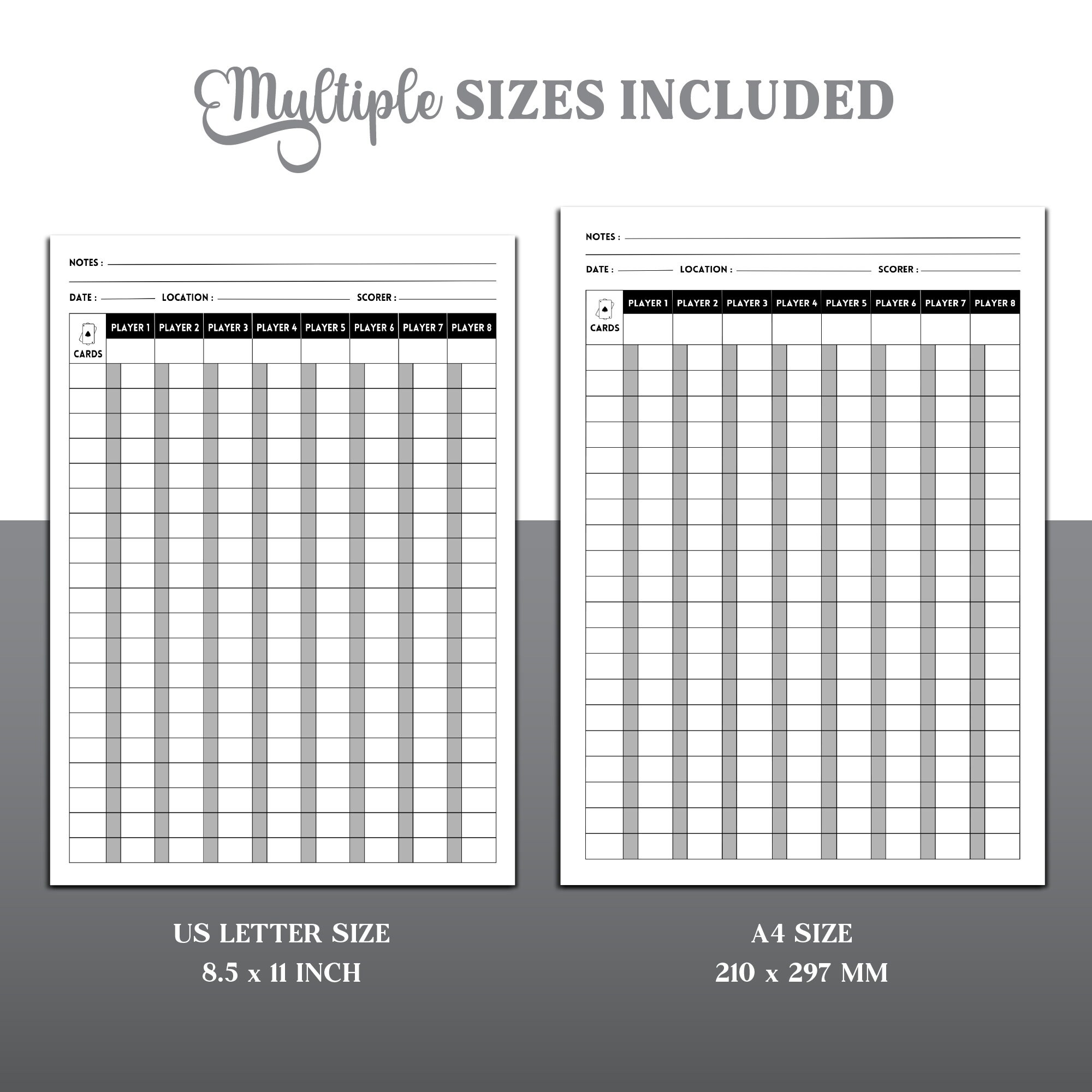 Oh Hell Card Game Score Sheet Printable Oh Hell Score Sheet Oh Hell