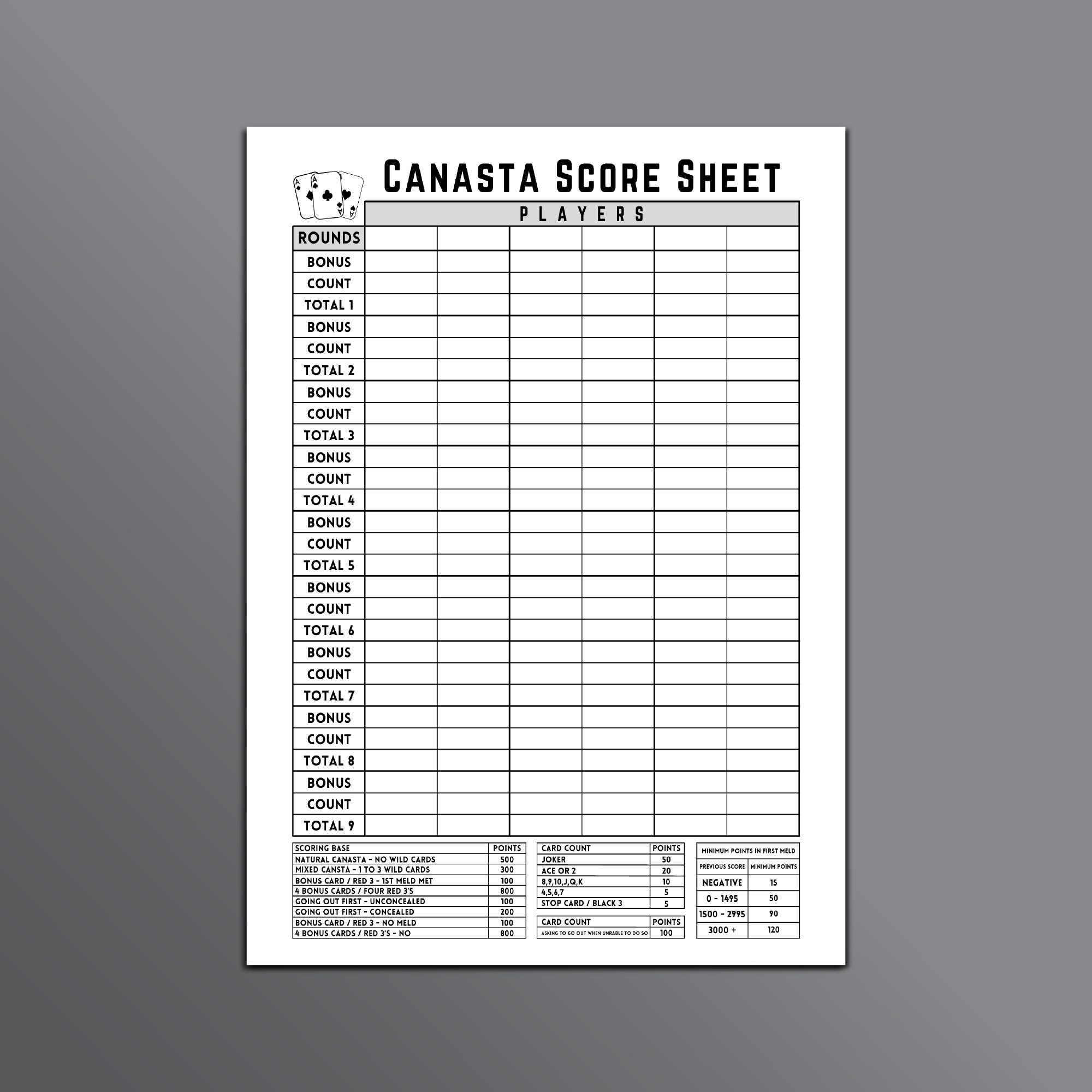 Canasta Score Sheet Canasta Card Game Score Sheet Printable Canasta Canasta Score Sheet Canasta Card Game Score Sheet Printable Canasta
