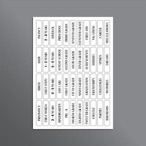 Memory Box Tab Labels, School File Box, Milestone Tote, Printable ...