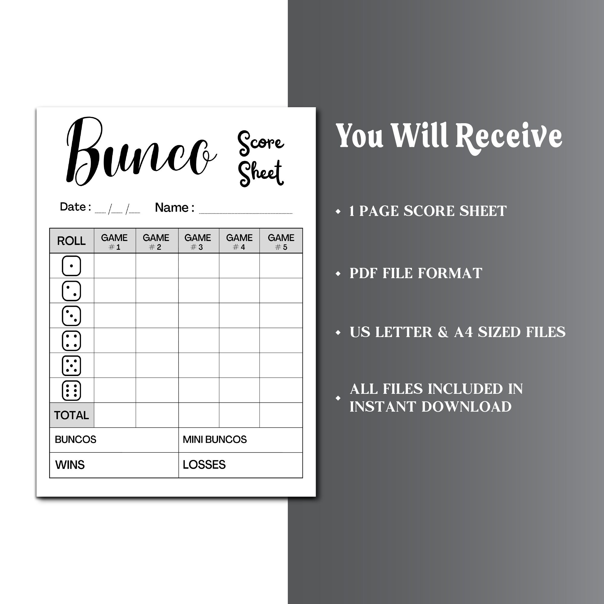Bunco Game Score Sheet Printable Bunco Score Pad Bunco Score Card Bunco Game Score Sheet Printable Bunco Score Pad Bunco Score Card