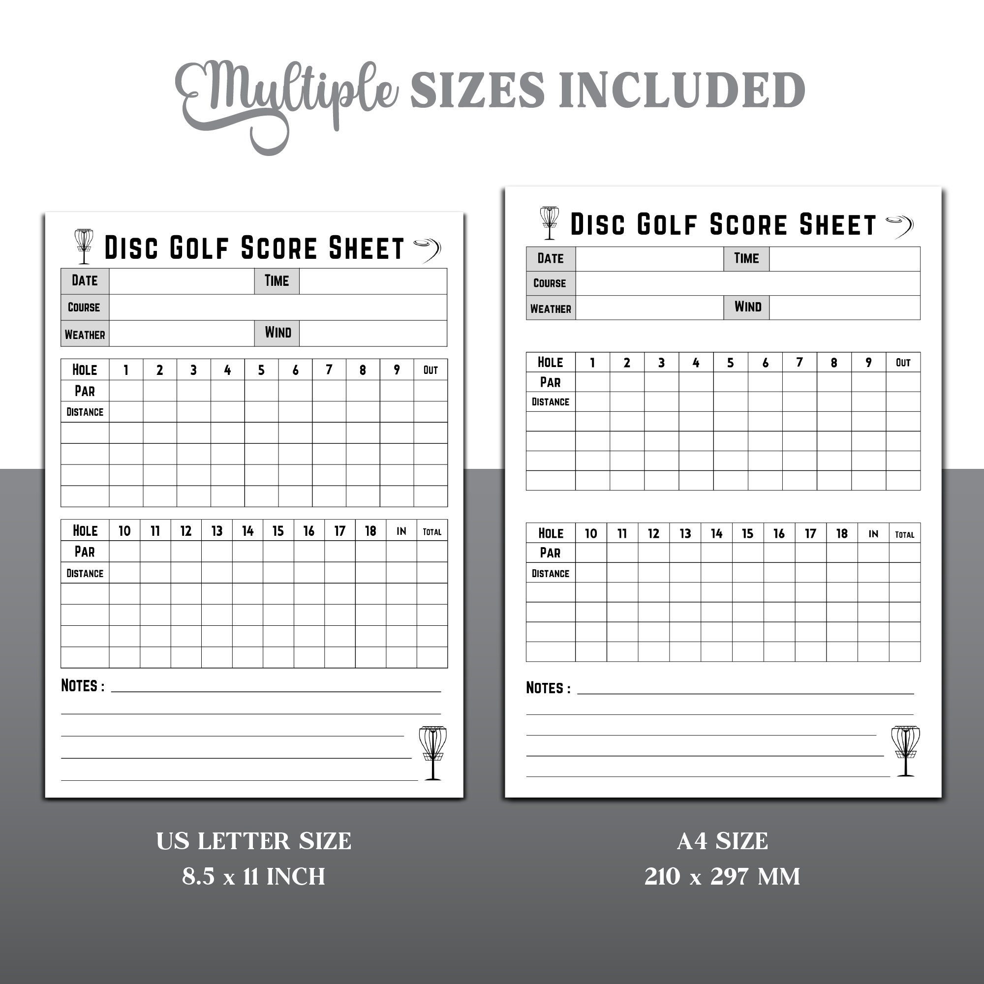 Disc Golf Score Sheet, Disc Golf Score Card, Disc Golf Score Keeper