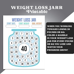 Buntes Gewicht-Verlust-Glas, 40 Pfund oder kg druckbare Gewichtsverlust-Tracker, Diet Tracking, druckbare Pound Lost, Gewichtsverlust Journal Chart Ziel