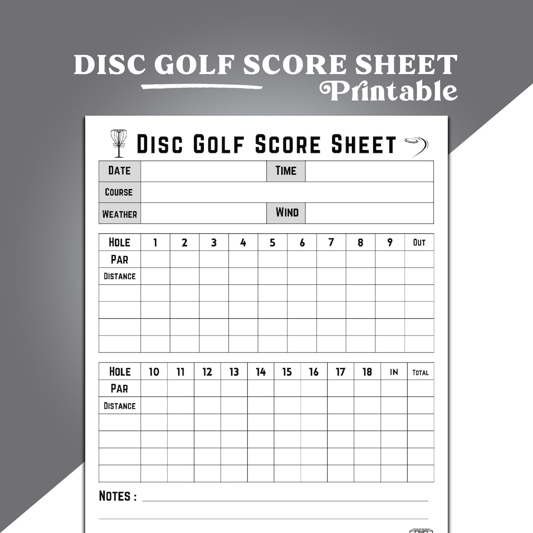 Disc Golf Score Sheet, Disc Golf Score Card, Disc Golf Score Keeper