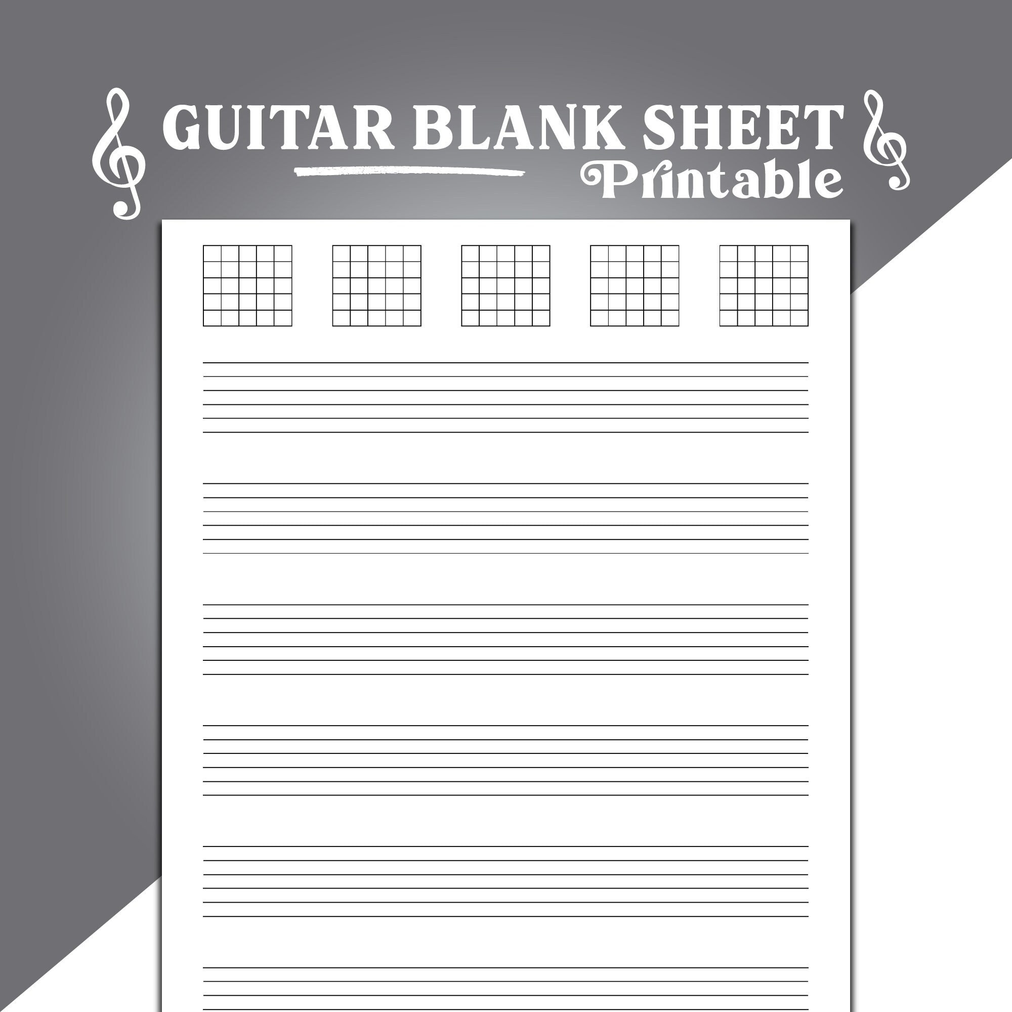 Printable Guitar Sheet Music, Blank Music Tab Sheets for Guitar, Guitar