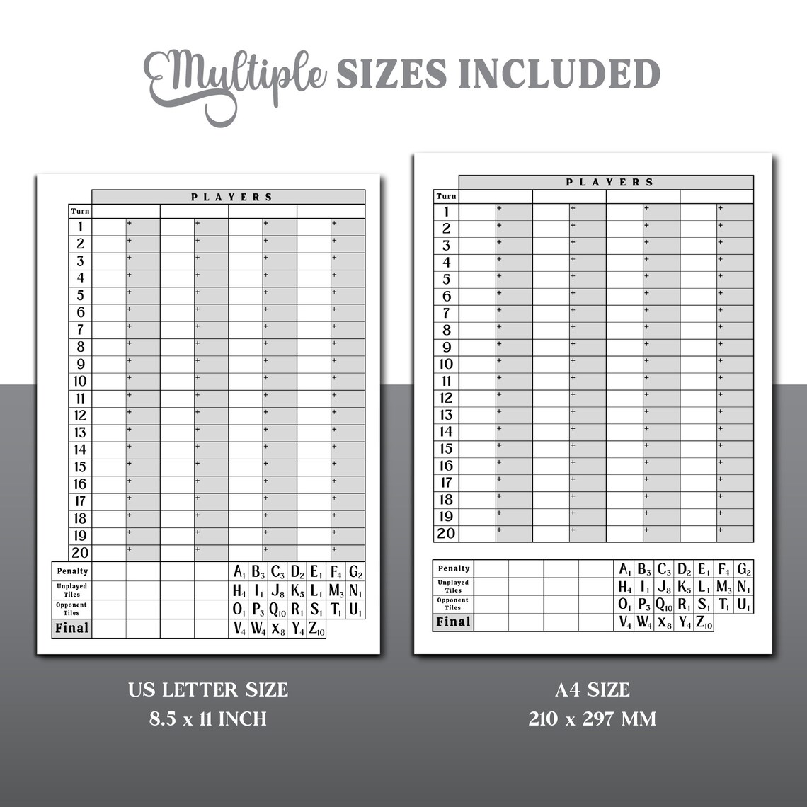 Scrabble Score Sheet, Printable Scrabble Game Score Pad, Scrabble Score ...