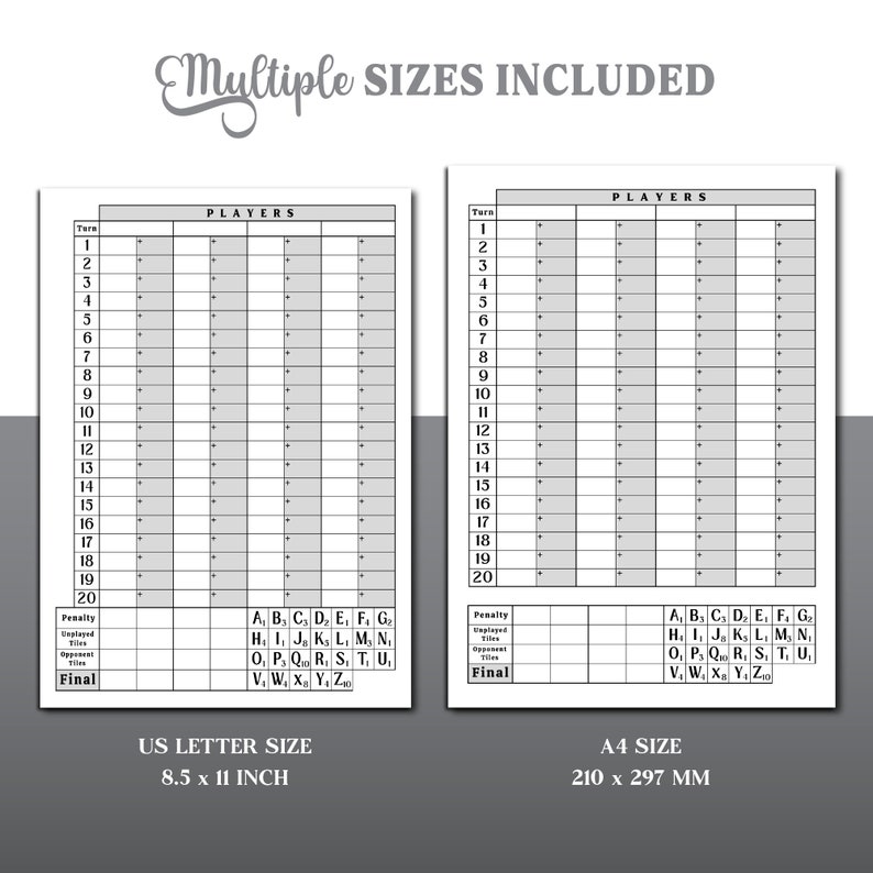 Scrabble Score Sheet, Printable Scrabble Game Score Pad, Scrabble Score Card, Scrabble Paper ...