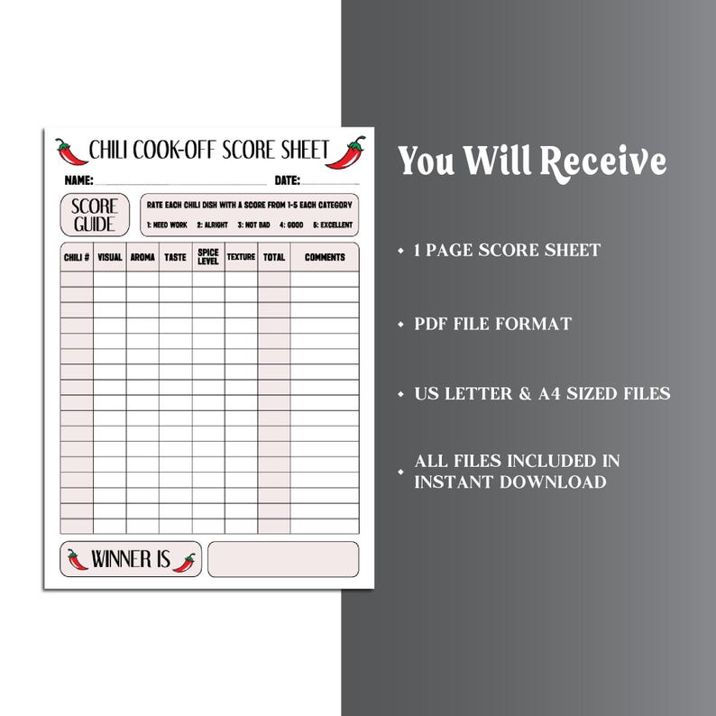 Chili Cook off Score Sheet Printable - Il 794xN.6482070133 Ql0a 