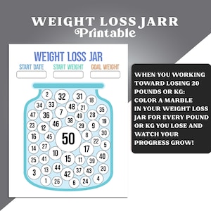 Buntes Gewicht-Verlust-Glas, 50 Pfund oder kg druckbare Gewichtsverlust-Tracker, Diet Tracking, druckbare Pound Lost, Gewichtsverlust Papier Ziel
