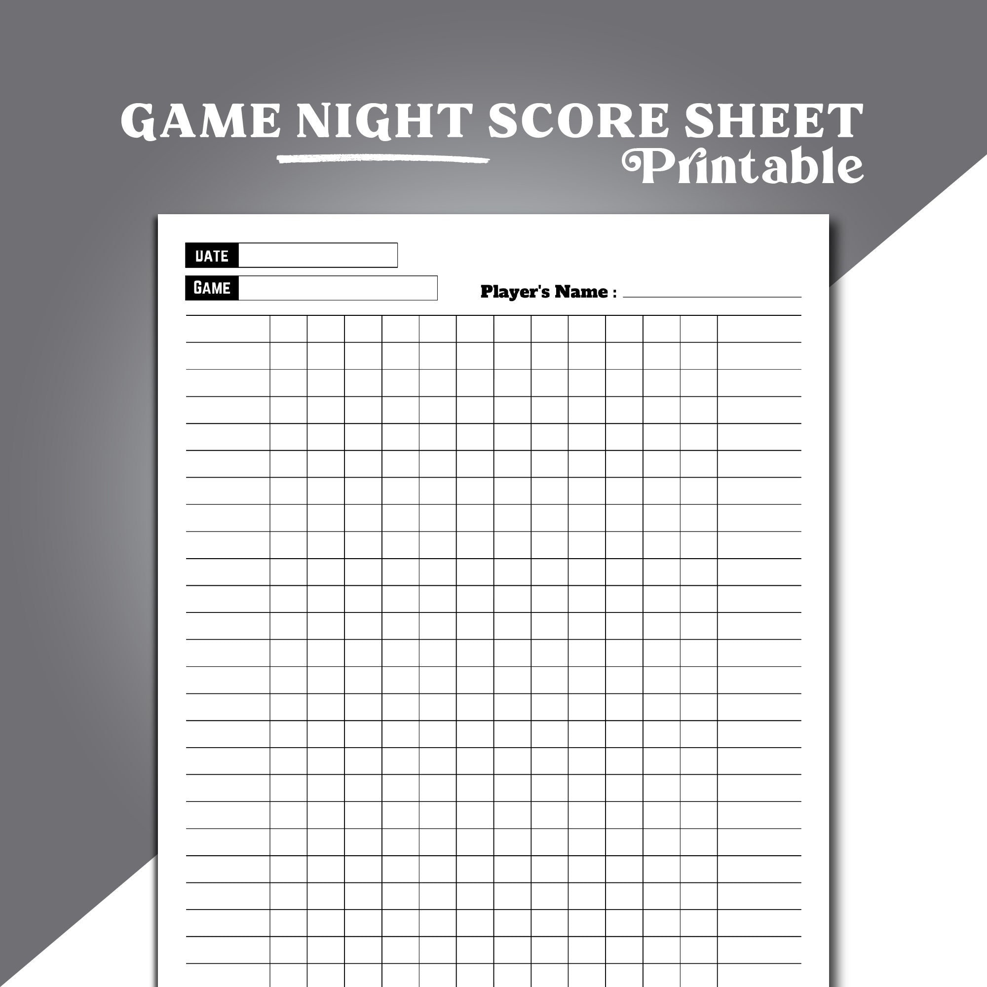 Game Night Score Sheets: Simple scorekeeping gaming logbook for many family  games | Blank score recording pads Large print | Double-sided bound page 