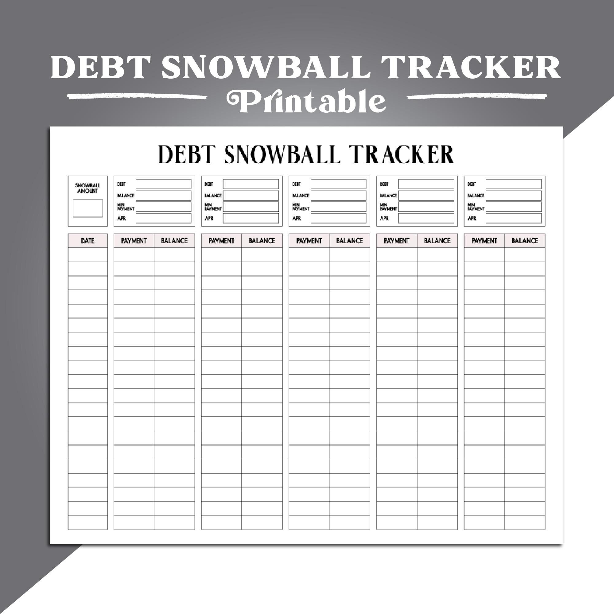 Debt Snowball Tracker Printable, Debt Payment Worksheet, Debt Payoff ...