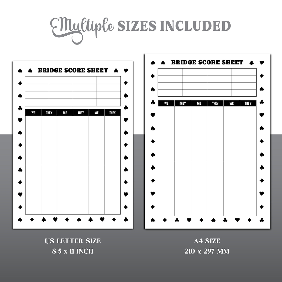Bridge Game Score Sheet, Contract Bridge Scoring, Chicago Bridge