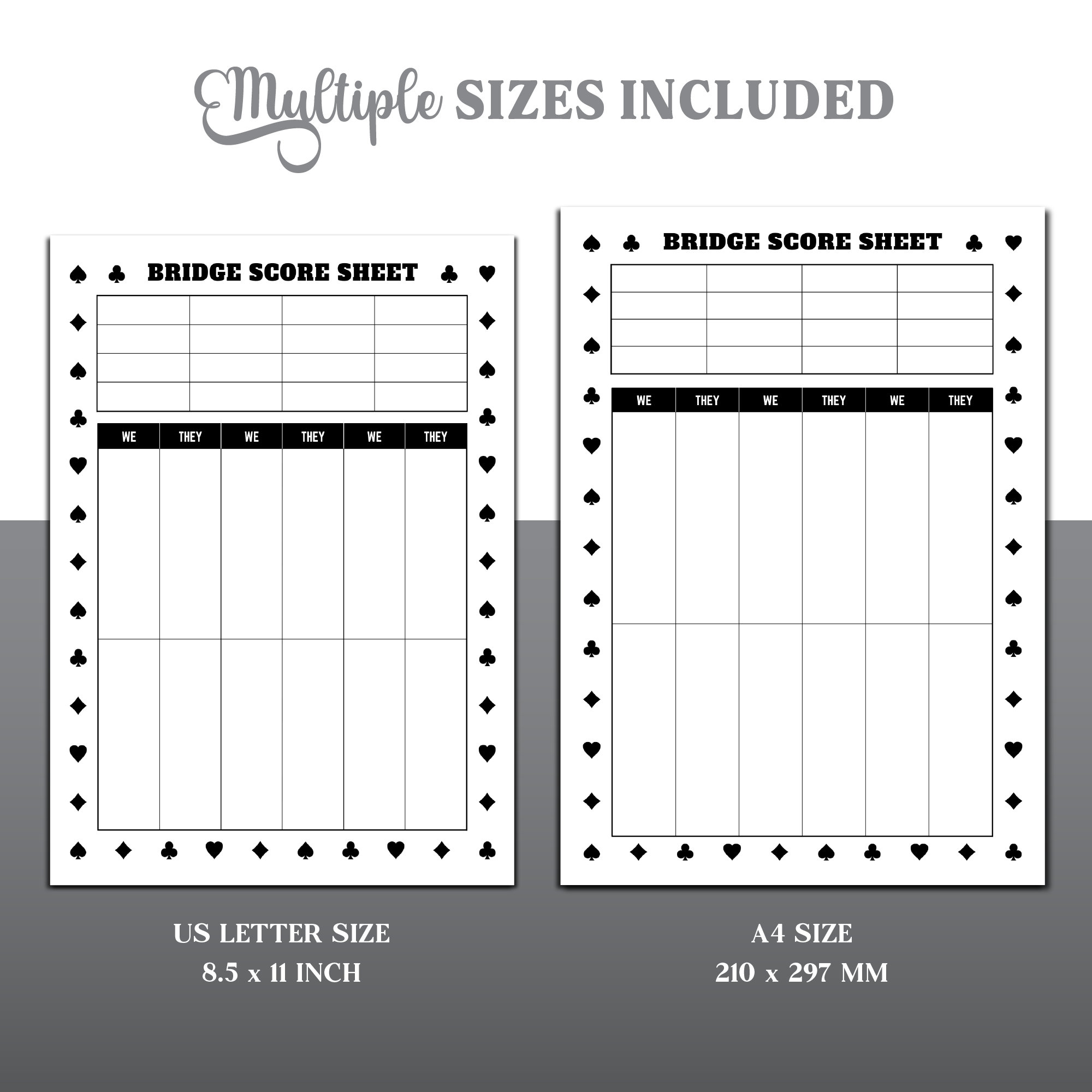 Bridge Game Score Sheet Contract - Il Fullxfull.5004242077 99qa