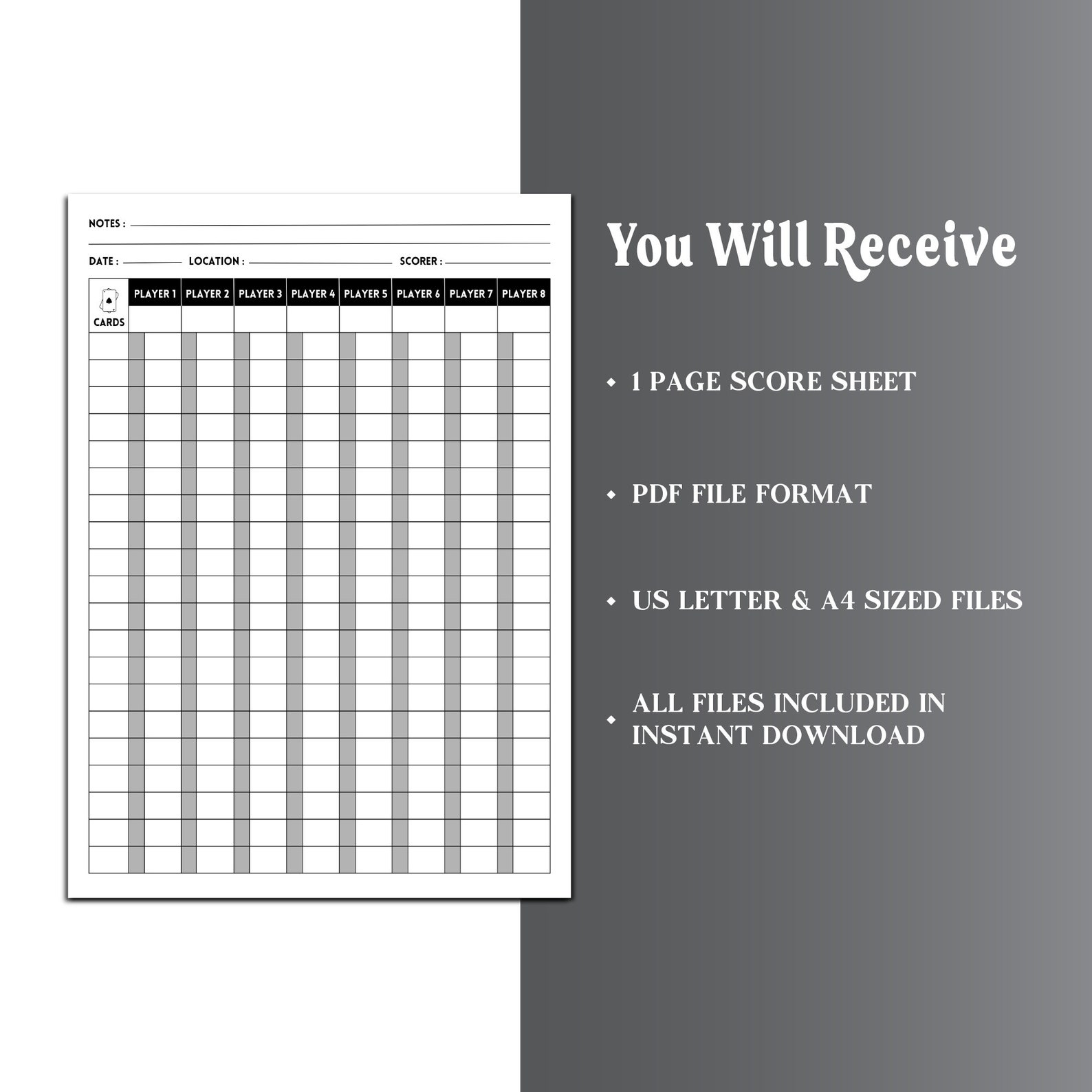 Oh Hell Card Game Score Sheet. Printable Oh Hell Score Sheet. Oh Hell ...