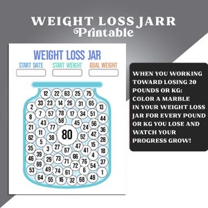 Buntes Gewicht-Verlust-Glas, 80 Pfund oder kg druckbare Gewichtsverlust-Tracker, Diet Tracking, druckbare Pound Lost, Gewichtsverlust Vorlage Diagramm Ziel