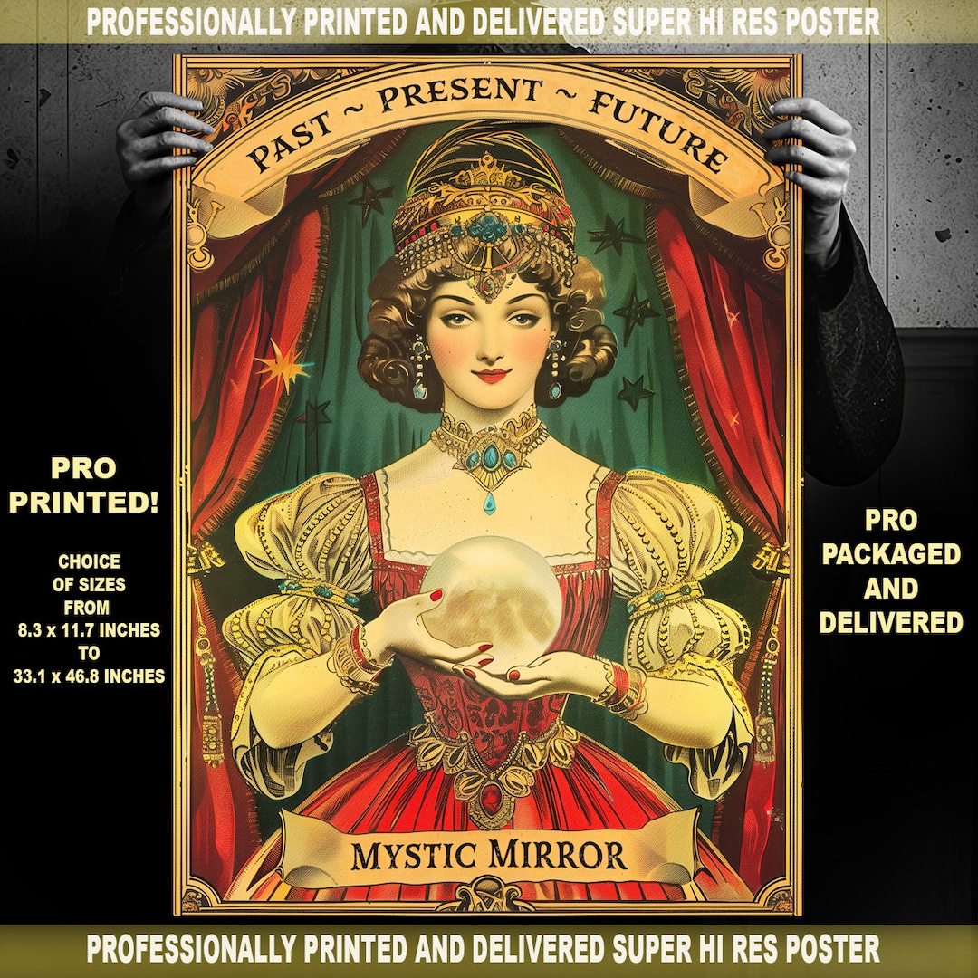 Vintage Fortune Teller Print, Carnival Sideshow Poster, Psychic