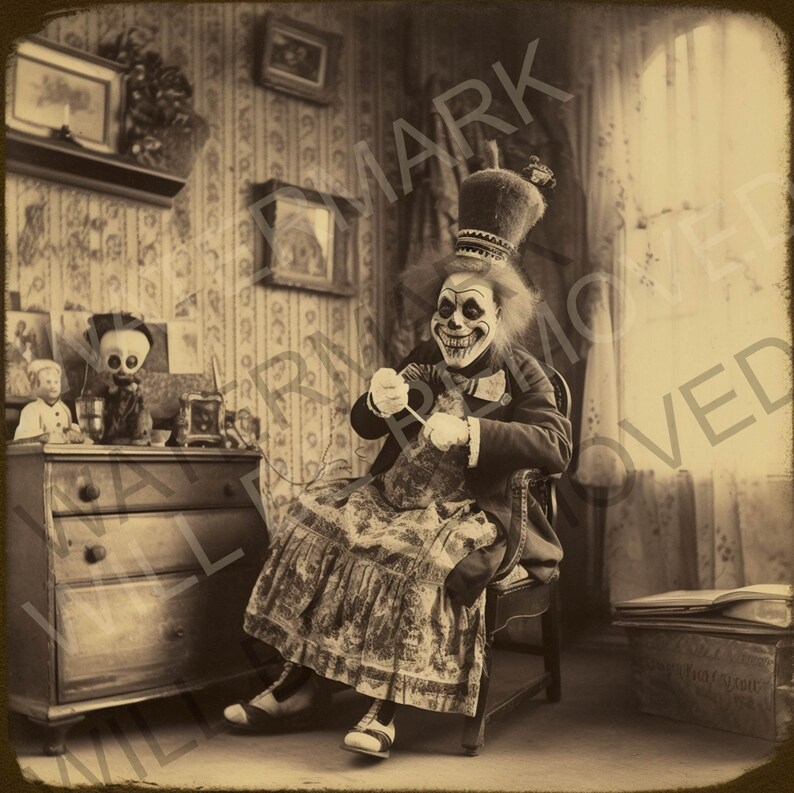 Halloween Vintage Creepy Clowns Collection, Digital Download Printable ...