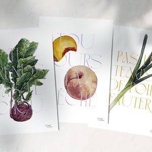 Te prends pas le chou - Illustrations à l'aquarelle - Collection d'affiches positives