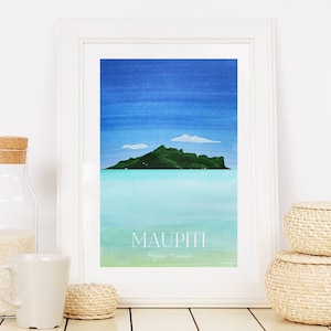 Maupiti - Illustration mit Markern - Insel Französisch-Polynesien