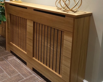 Radiator Covers. Made to Measure Radiator Covers. Bespoke Oak Veneer New England Design.