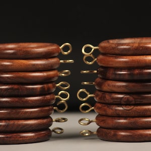 Wooden Handmade Curtain Road Rings Wood Drapery Rings Inner Dia 1.75, Outer Dia 2.5 Inch Brown, Natural Sheesham Wood image 9