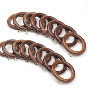 Wooden Handmade Curtain Road Rings Wood Drapery Rings Inner Dia 1.75, Outer Dia 2.5 Inch Brown, Natural Sheesham Wood image 7