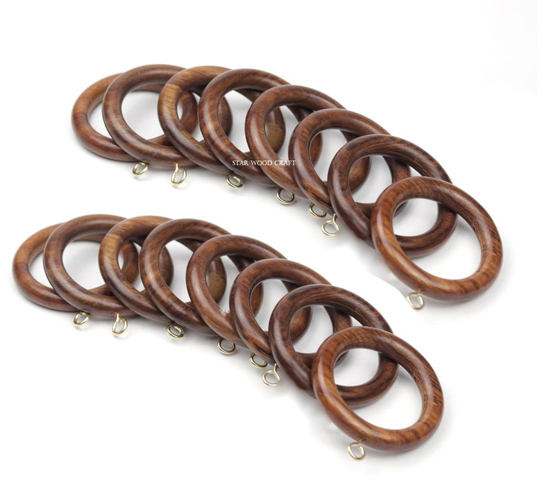 Wooden Handmade Curtain Road Rings Wood Drapery Rings Inner Dia 1.75, Outer Dia 2.5 Inch Brown, Natural Sheesham Wood image 7