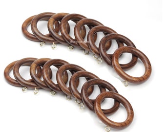 Wooden Handmade Curtain Road Rings Wood Drapery Rings {Inner Dia 1.75, Outer Dia 2.5 Inch} Brown, Natural Sheesham Wood