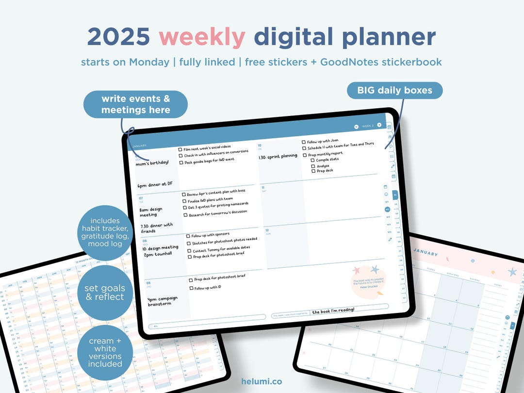 2025 Dated Weekly Digital Planner Goodnotes Planner | iPad Planner ...