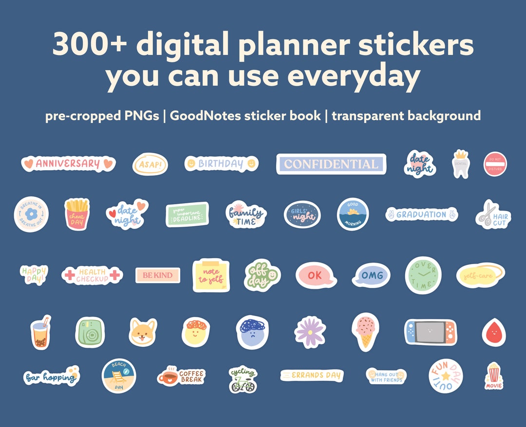 Digital Planner Stickers Cute Hand-drawn Digital Stickers, Colourful ...