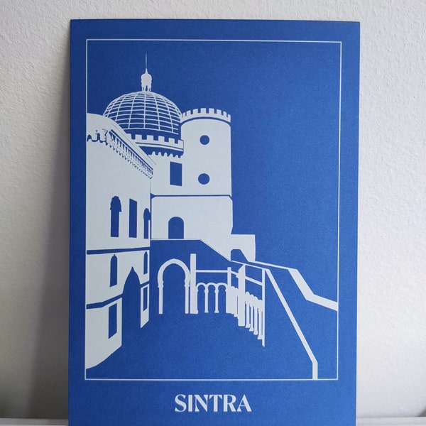 Carte postale/ Petite affiche A6 de voyage - Collection Portugal - Illustration de Sintra