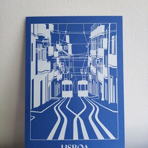 Carte postale / Petite affiche A6 de voyage - Collection Portugal - Illustration de Lisbonne