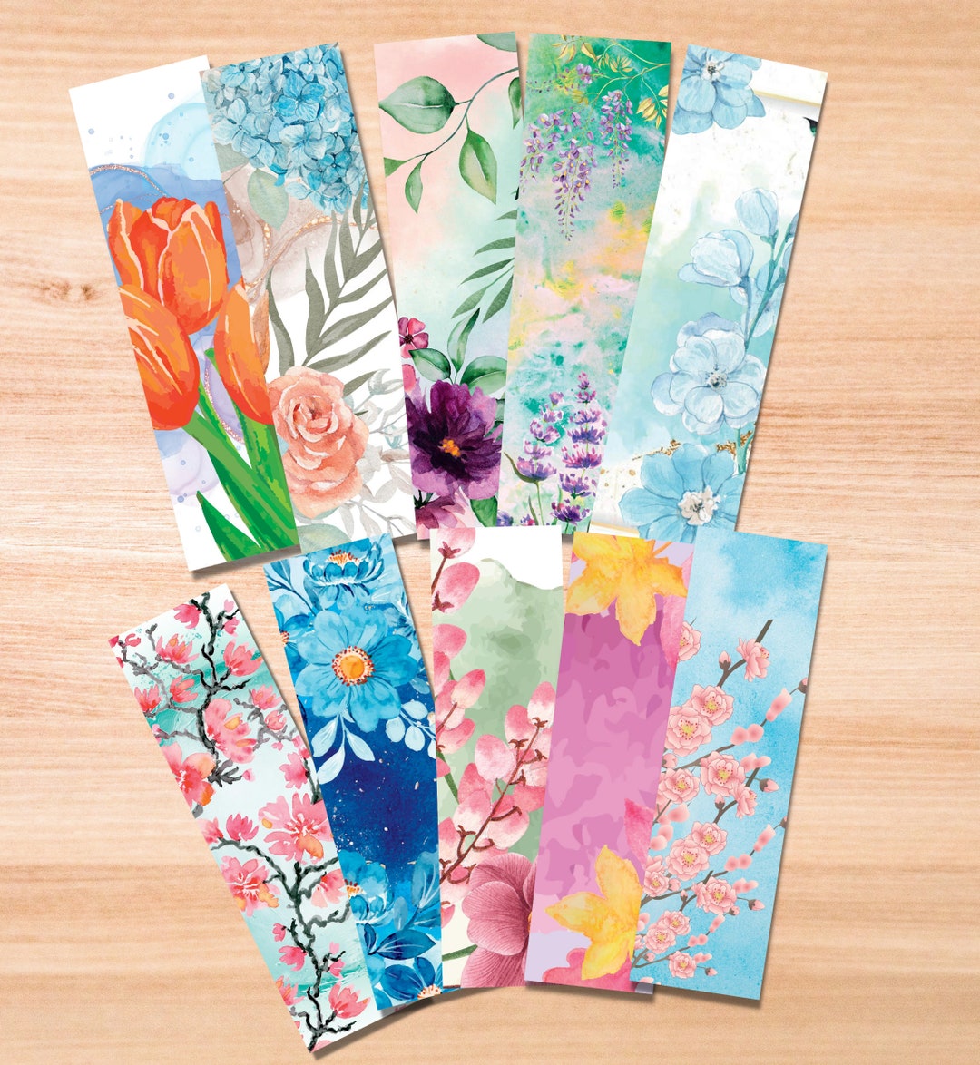 Flower Printable Bookmarks Set of 10 Bookmark Desing Floral - Etsy
