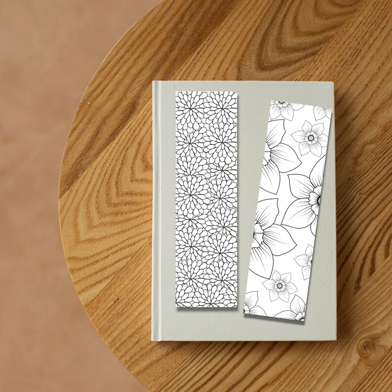 Printable Coloring Bookmarks Set Floral Designs Relaxing Activity for ...
