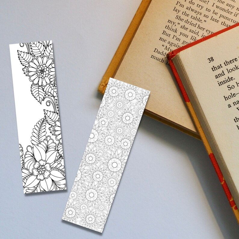 Printable Coloring Bookmarks Set Floral Designs Relaxing Activity for ...