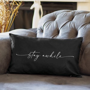 Custom Outdoor Pillow, Outdoor Pillow Cover, Stay Awhile Pillow, Personalized Pillow, Porch Pillow Cover, Farmhouse Pillow, Farmhouse Decor