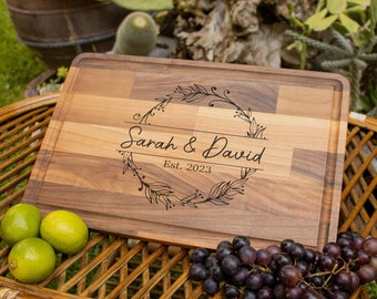 Custom Cutting Board, Personalized Cutting Board, Couple Cutting Board, Charcuterie Board, Personalized Engagement Gift, Gift for Couples