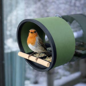 Fenster Futterstation für Vögel (rund) | Kompaktes Vogelhäuschen mit Saugnäpfen | nachhaltiger 3D-Druck