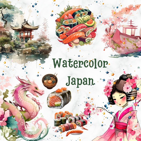 Watercolor Japan,15x High Quality PNG,Instant Download,Commercial Use