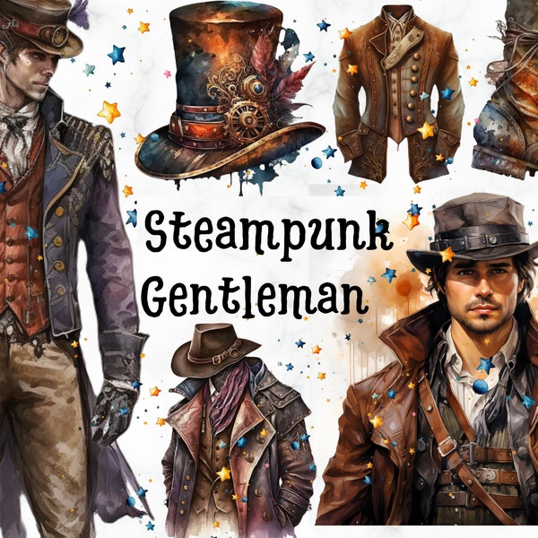 Steampunk Gentleman,33x High Quality PNG,Watercolor Animal Photos,Instant Download,300 Dpi,Nursery Wall Decor