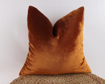 Terracotta Velvet Pillow Cover: Modern Home Decor, Euro Sham