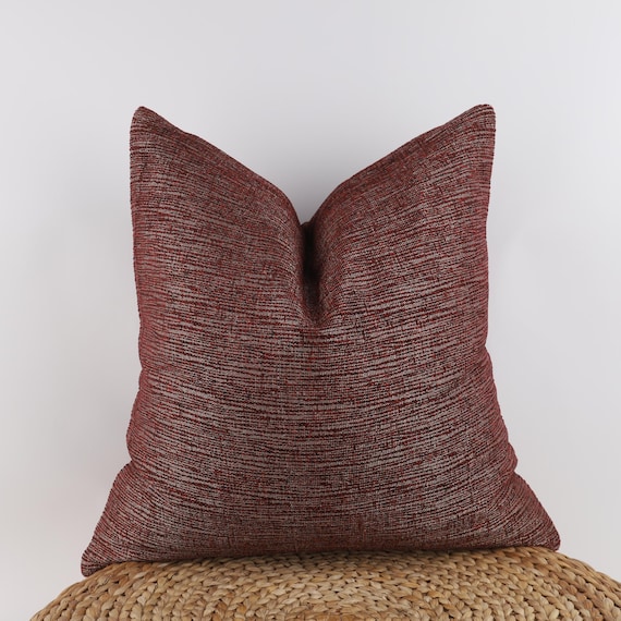 Burgundy Beige Linen Pillow Cover: Elegant Throw Cushion