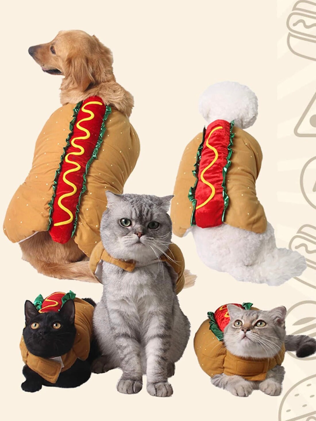 Hot Dog Design Pet Costume Hot Dog Pet Costume Funny Pet Etsy