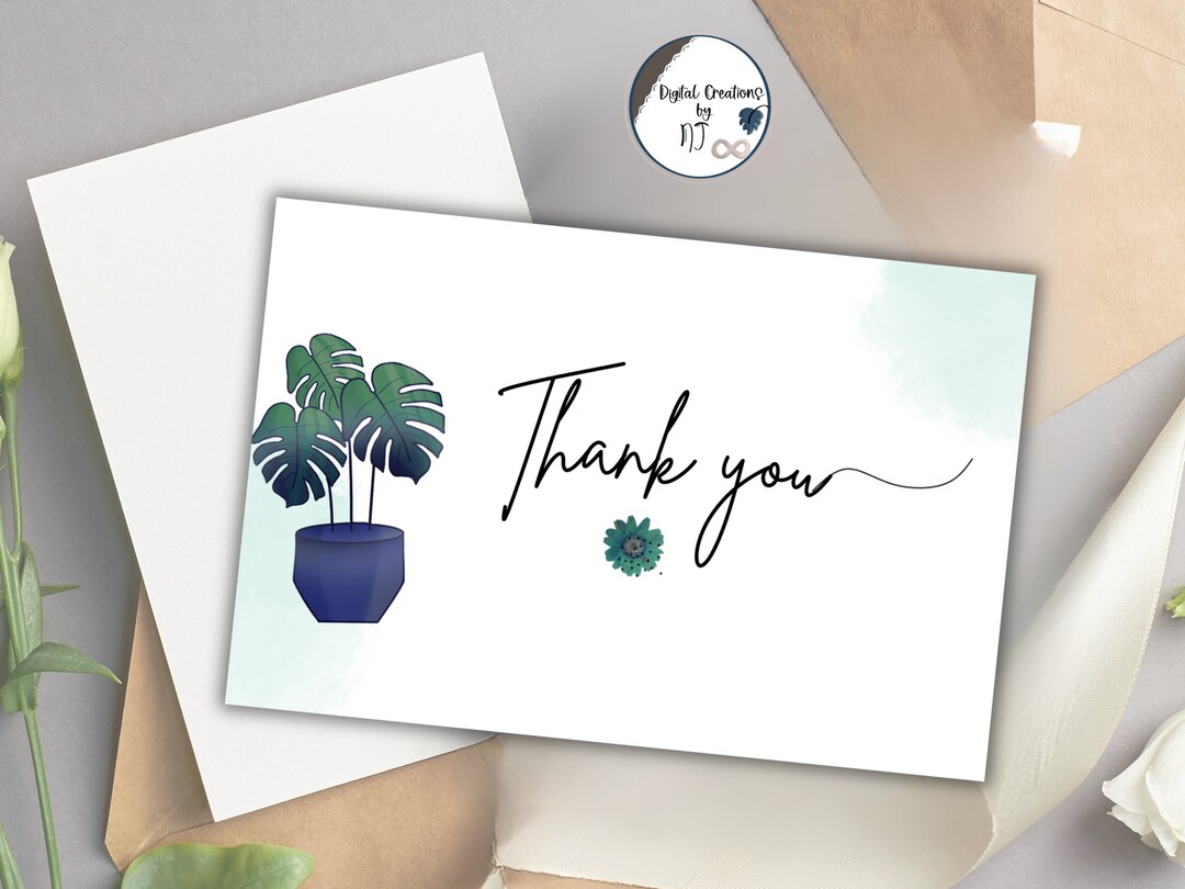 Plant Thank You Card Template Minimalist Thank You Card - Etsy