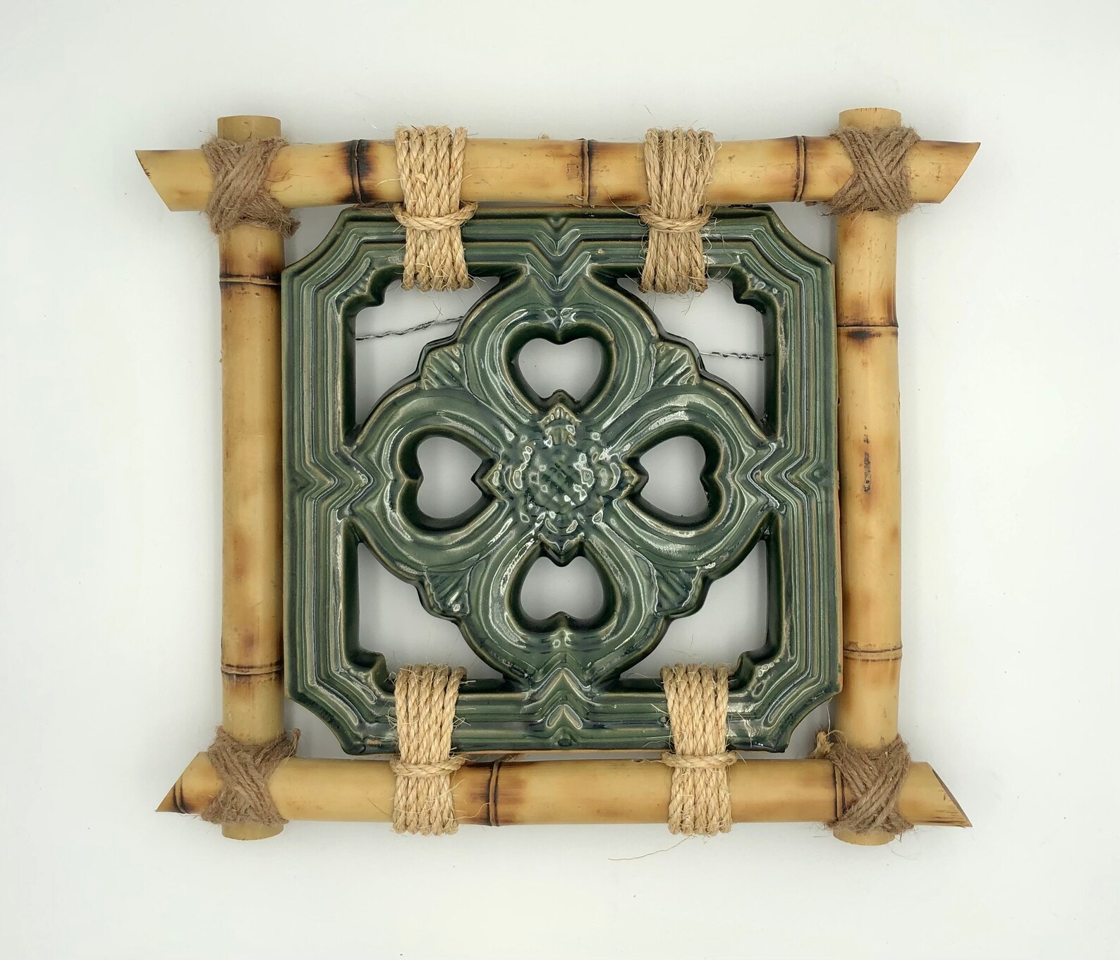 Handmade Chinese Jade Ceramic Tile - Tiki Bar Decor - Israel