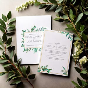 Suite d'invitations de mariage personnalisées avec RSVP et cartes détaillées - Conception botanique