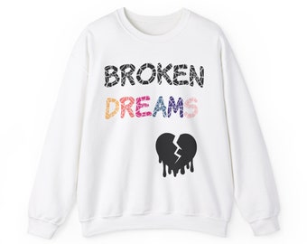 Broken Dreams Pullover Trendy Graphic Sweatshirt Broken Heart Design