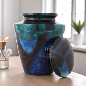 Handcrafted Wooden & Resin Urns for Human Ashes | Unique Cremation Urn Collection | 9 Artistic Color Variants | Memorial Keepsake