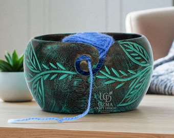 Fractal Burn Yarn Bowl : bol à tricoter en bois de rose avec ensemble de crochets